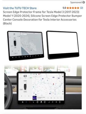 Tesla Black Silicone Screen Edge Protector Frame for Center Touchscreen
